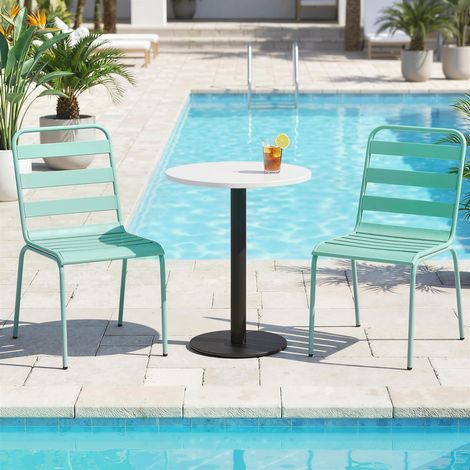 Lot de 2 Chaises de Jardin Empilables en Métal pour Terrasse, Balcon, Jardin, Vert