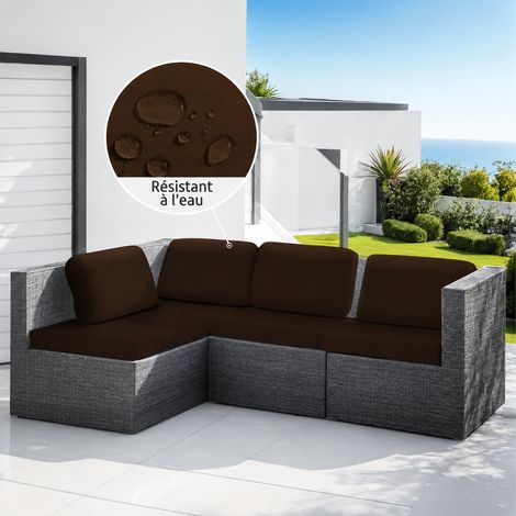 Housse de coussin d'assise canapé 2 places élastique déperlante marron foncé réf 4715 20 × 18 × 2 cm 160 g – Livraison gratuite