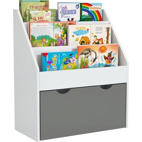 Bibliothèque pour chambre, bibliothèque, blanche avec étagères, tiroir, salle de jeux pour enfants (1/5)