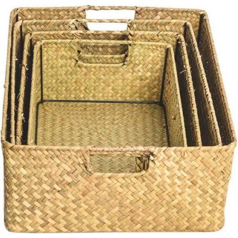 Panier de rangement - - Algues - 30X20X10CM - Poignée durable - Style pittoresque (1/4)