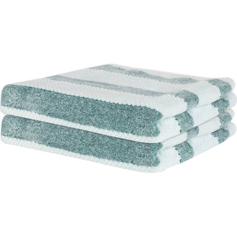 Lot de 2 serviettes en microfibre gaufrée - Serviette de bain incroyablement douce et absorbante, verte