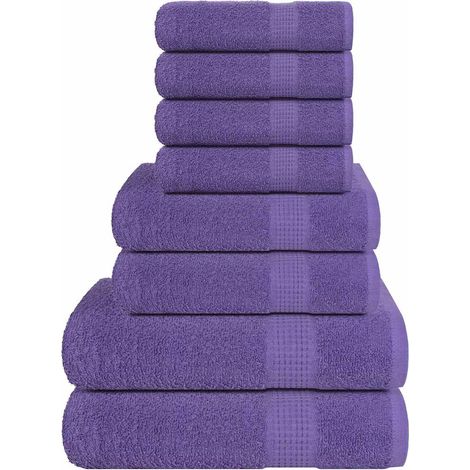 Juego de toallas 8 piezas 100% algodón morado 360 gsm