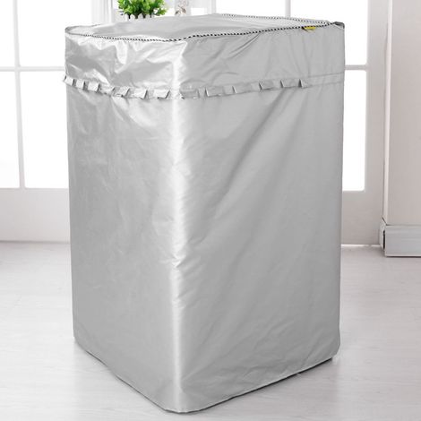 Housse pour machine à laver, chargement frontal, tissu argenté, imperméable et résistante aux UV, housse universelle argentée pour machine à laver, ouverture par le haut, taille unique. (1/5)