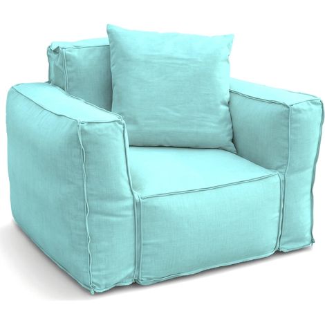 Fauteuil Modulable de Jardin 90x75 Bleu Caraïbes - Tissu Olefin & Cœur Gonflable (Pompe Incluse) (1/5)