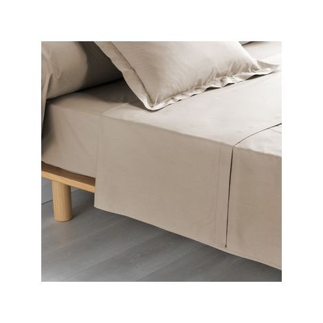 Drap plat uni - 180 x 290 cm - Percaline - Naturel - Livraison gratuite (1/3)