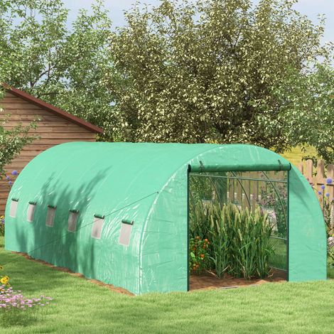 Invernadero de Túnel 6x3x2 m con Sistema de Riego Integrado 12 Ventanas con Malla y 1 Puerta Enrollable Verde (1/5)