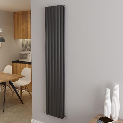 AICA Oval Column Designer Radiator Central Heating Vertical 1800x472mm Double Anthracite