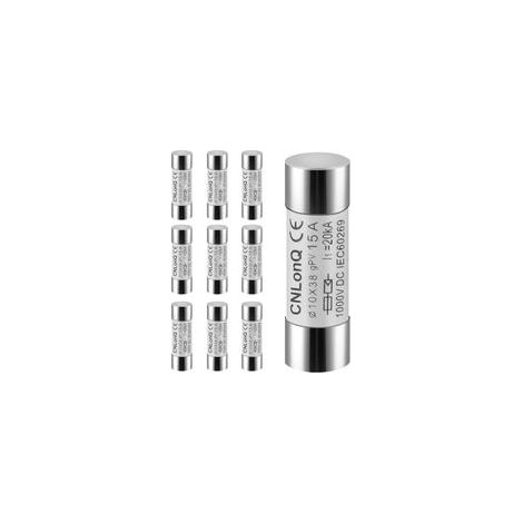 Fusible Photovoltaïque DC1000V (15A) - Lot de 10 Fusibles Solaires Type gPV, Protection pour Systèmes Solaire PV 10x38mm