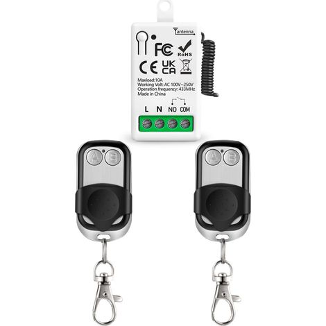 Rf 433 MHz interrupteur sans fil AC 220V 230V 110V 1 Canale avec 2 émetteurs, relais 220v interrupteur pour Moteur, lumière,contrôleur de Bricolage,moteur porte de garage (1/5)