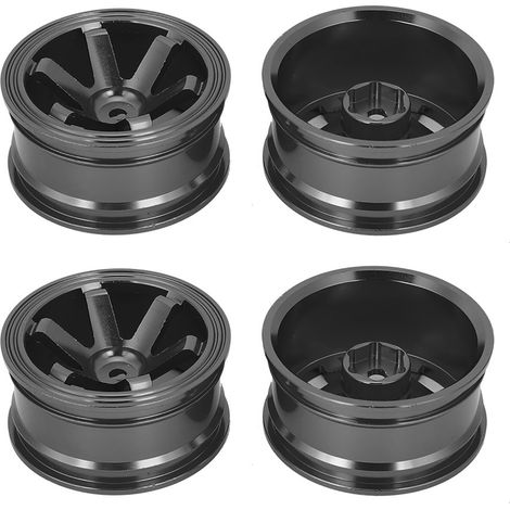 Jantes et moyeux de roues en alliage d'aluminium, pièces détachées et accessoires pour voitures RC drift 1/10 à course plate, 5 branches, noires (1/5)