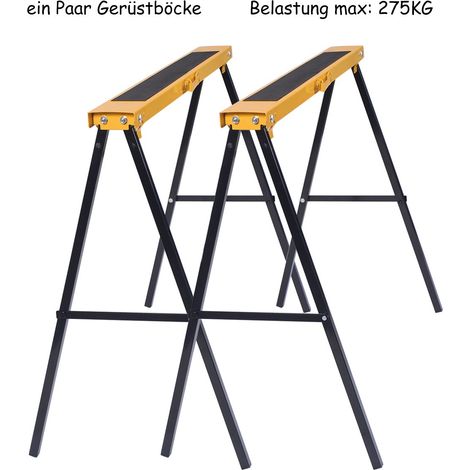 COSTWAY 2 x Geruestbock Unterstellbock Klappbock Stuetzbock Saegehilfe Arbeitsbock Metall 275 KG (1/5)