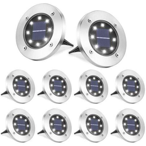 8 Pièces LED Lumière Solaire Extérieur-Lampe Solaires Jardin Au Sol-Blanc Froid Pelouse Lumière (1/5)