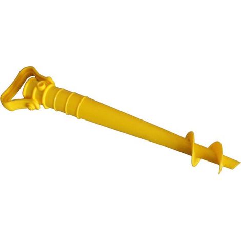 Pied de parasol pour le sol - Base de parasol - Plastique - Tarière de parasol - Support de parasol pour le sol - Modèle à vis - Ancre de sol - 22-32mm - Tient fermement dans le sol - 39×10cm - Jaune (1/5)
