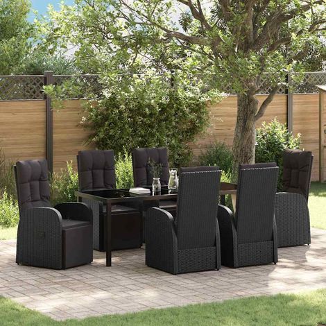 Teenpull – Garten Essgruppe 7 Stk. Schwarz Poly-Rattan (1/5)