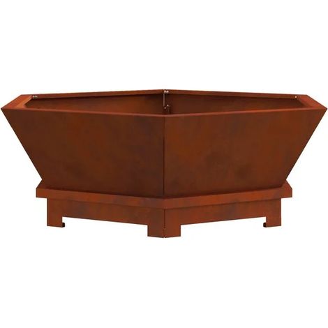 Insert de cheminée marron, 75 x 75 x 28 cm, acier vieilli. (1/5)