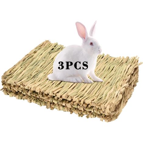 Grass mat for Rabbit Bunny 3 Pcs,Rabbit Hay Mat,Small Animal Cages Hay,Nesting and Toys for Guinea Pig Parrot Bunny Hamster Chinchilla Squirrel (1/5)