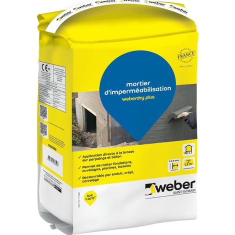 Weber Saint-Gobain Mortier d'imperméabilisation pour fondations ou piscines, 5kg , Weberdry plus