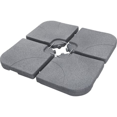 ML-Design Sonnenschirmständer 4-teilig Schirmgewicht Gewichtsplatten für Ampelschirmständer Bodenkreuz 60L/80kg befüllbar Wasser/Sand, Grau-Steinoptik, Beschwerungsplatten wetterfest + Metallverbinder