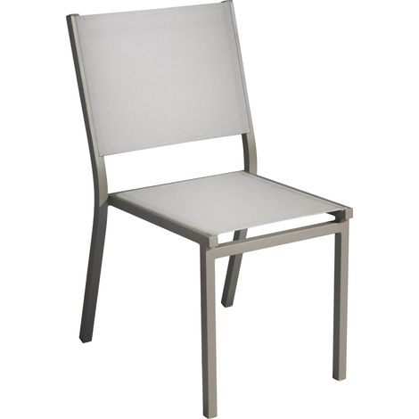 Sedia Impilabile da Giardino 48x57x87 cm in Alluminio Tortora e Textilene Elba Grigio Chiaro (1/4)
