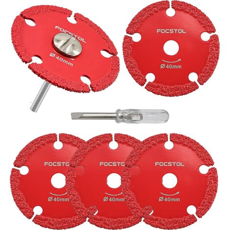 Mini Disque Diamant pour Métal – 5 pièces 40mm Lame Diamantée et 1 pièce Tige Ronde 3mm pour Couper Tubes en Fer Fins, Tôles Mince, Boulons et Vis (1/5)