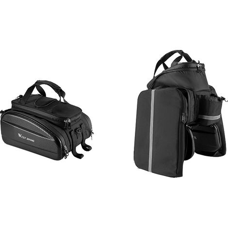 Multifunktionale Fahrradtrunk-Tasche, erweiterbar 17/31L, strapazierfähiges Material, Schwarz erweiterbar (1/2)