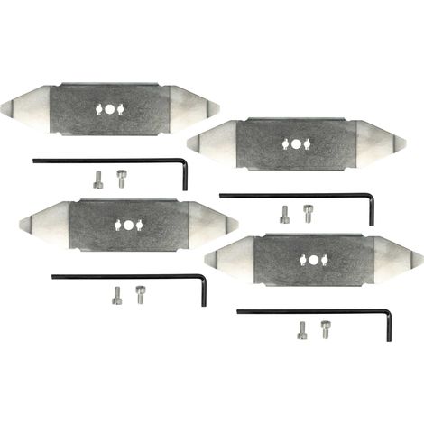 vhbw 4x Ersatz-Messer kompatibel mit Robomow RT300, PRD9001YR, PRD9001YW, PRD9001YG Rasenmäher - Ersatzklinge Silber, Edelstahl