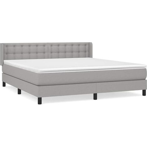 Maison Exclusive - Sommier à lattes de lit avec matelas Gris clair 160x200cm Tissu (1/5)