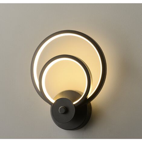 Lampe murale d'intérieur à Led Moderne Noir Rond Art Lampe murale pour Chambre à coucher Salon Hall d'entrée Café Blanc Chaud