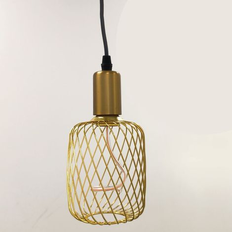 Bombilla LED decorativa cilindro jaula con filamento espiral E27 4W 1800K (negro o dorado) (1/5)