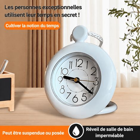 Horloge étanche murale et à poser analogique salle de bain cuisine plastique blanc 12,5 × 6,7 × 14,5 cm 186 g – Livraison gratuite (1/5)