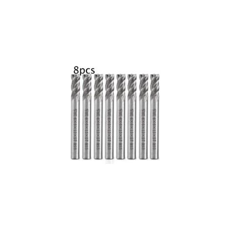 Fraises pour perceuse 8pcs – HSS 6mm – Pour bois dur, acrylique et PVC – 4 flûtes – Longueur 13mm – Outil de coupe CNC (1/4)