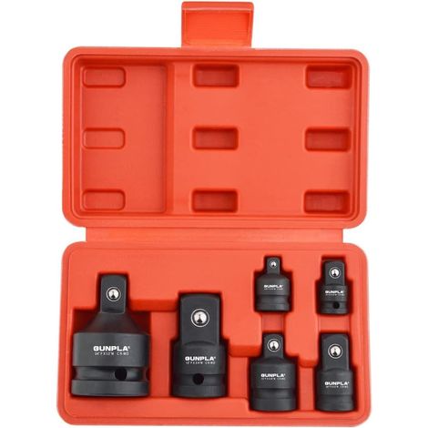 6 Pièces Jeu d'adaptateurs de Douilles à Choc 1/4" 3/8" 1/2" 3/4", Kit Adaptateur pour Impact Acier Cr-Mo, Coffret Augmentateurs et Réducteurs de Douille (1/5)