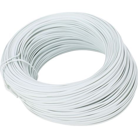 Fil d'armature plat en acier galvanisé et PVC, diamètre 0,55 mm, longueur 85 m, blanc. (1/4)