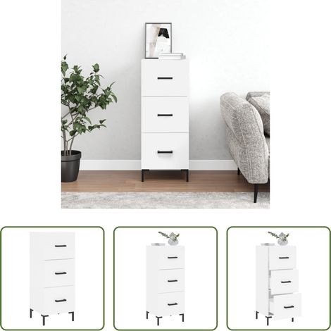 vidaXL Metallbeine - Sideboard Weiß 34,5x34x90 cm Holzwerkstoff (1/5)