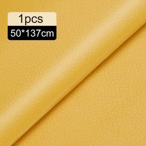 Patch Réparation Cuir - 50 x 137 cm - Auto-adhésif PU - Pour Canapé Siège Voiture Meubles Vestes Sac - Jaune (1/4)