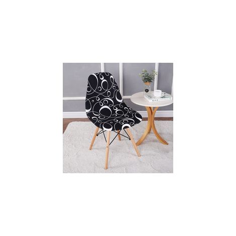 TAISHENGDA-Lot de 2 housses de chaise extensibles motif coquillage, housse de chaise moderne imprimée antidérapante et anti-poussière (1/5)