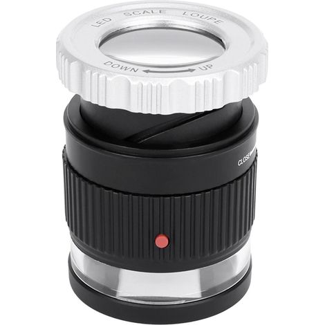 LED Scale Loupe 30X Adjustable Magnification Magnifier Metal Cylinder Type Mirror with Scale Small S