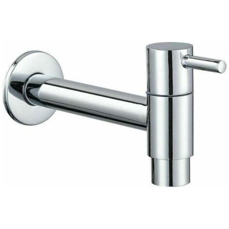 Grifo de pared de latón para agua fría, fregadero, fregona, lavadora y jardín, acabado cromado. (1/4)
