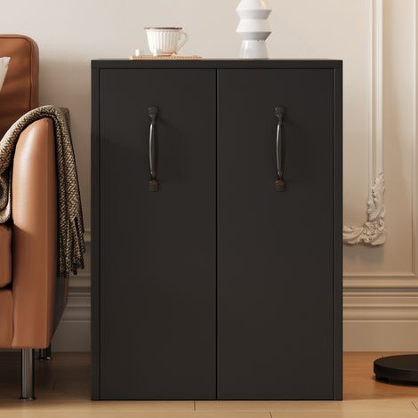 Mueble de almacenaje móvil con ruedas 52 x 50 x 75 cm, módulos laterales extraíbles, negro (1/5)