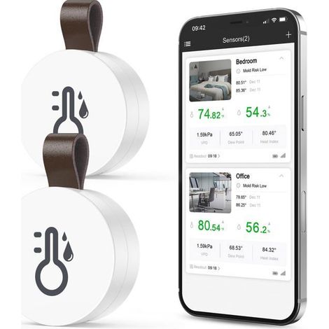 Thermomètre Hygromètre Intérieur Bluetooth, Moniteur de Température et Humidité avec App, Stockage de Données, Thermomètre (1/5)