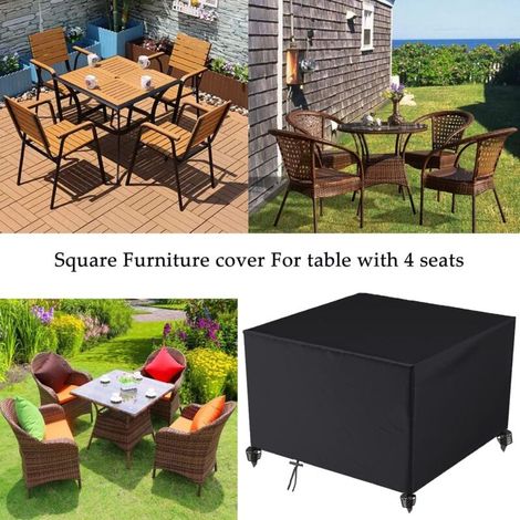 Telo di copertura per mobili da giardino, telo per tavolo da giardino in tessuto Oxford 210D, resistente alle intemperie, 126 x 126 x 74 cm (1/3)