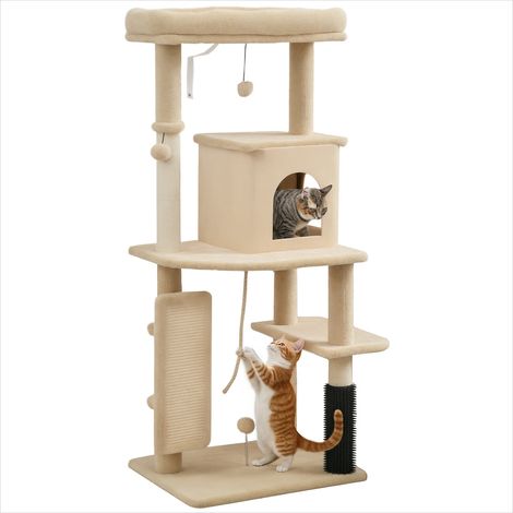 Arbre à chat beige en panneau de particules 55 x 44 x 132 cm (1/5)