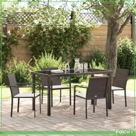 Ensemble de salle à manger pour jardin - FAFEICY - 3379046 - PE Rattan & acier - Marron et noir - 4 personnes (1/5)