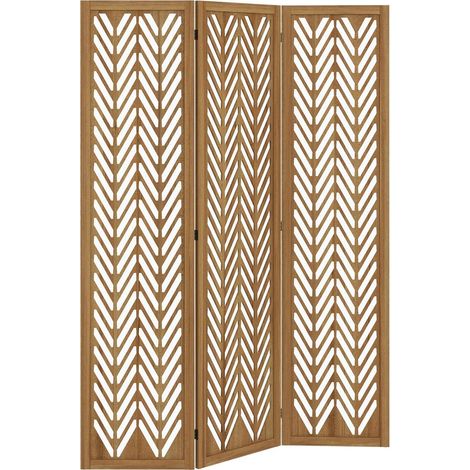 Paravent Séparateur de Pièce Pliable Cloison Amovible 3 Panneaux en Bois de Paulownia Ajouré 120 x 170 cm (1/5)