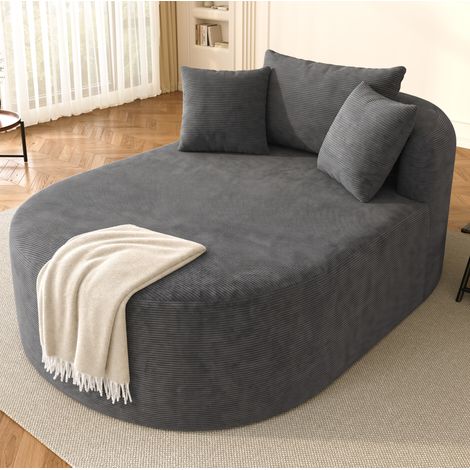 Poltrona ovale 170x112,5x83 cm in velluto a coste grigio scuro, senza montaggio – MEUBLIV (1/5)