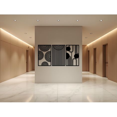 GRANDE DECORAZIONE DA PARETE "TRIPTICO GEOMETRICO" + DIPINTO AGGIUNTIVO TRIPTICO GEOMETRICO 178 X 98 CM + DIPINTO AGGIUNTIVO (1/5)