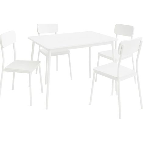 Conjunto Mesa y 4 sillas New XOBE 110x70 cm Blanco