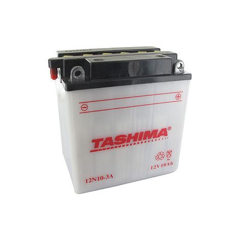 Batteria al Piombo Tashima 12V, 10A. L: 135, L: 90, H: 145mm, + a Destra Per Moto. (consegnata Senza Acido). - Batteria da Riempire con Acido