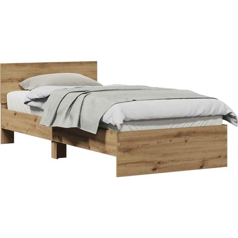 Maison Exclusive - Bettrahmen mit Kopfteil Artisan-Eiche 90 x 200