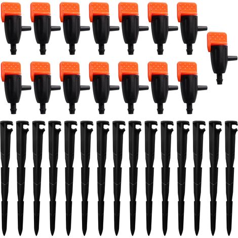 15 verstellbare Bewässerungsdüsen und 15 Tropfbewässerungsschläuche für 4/7 mm Schläuche, Bewässerungssprinklerköpfe, Bewässerungsdüsen für Garten und Rasen